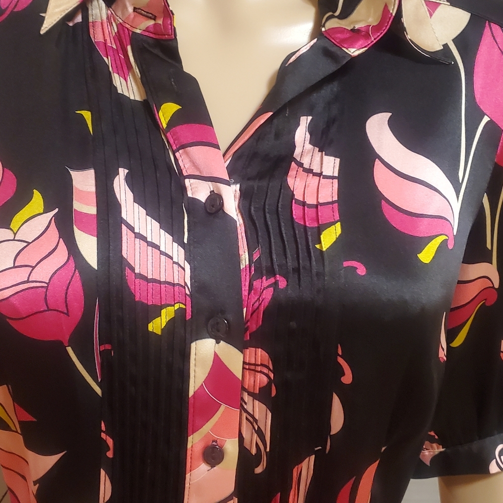 Womens Bebe Silk Blouse VINTAGE - Picture 3 of 9